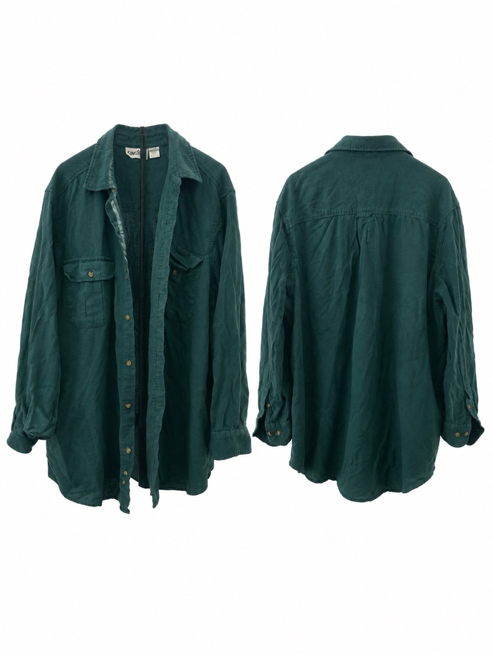 KingSize Men’s 2XL Big Teal Green 100% Cotton Button Down Oversized Shirt